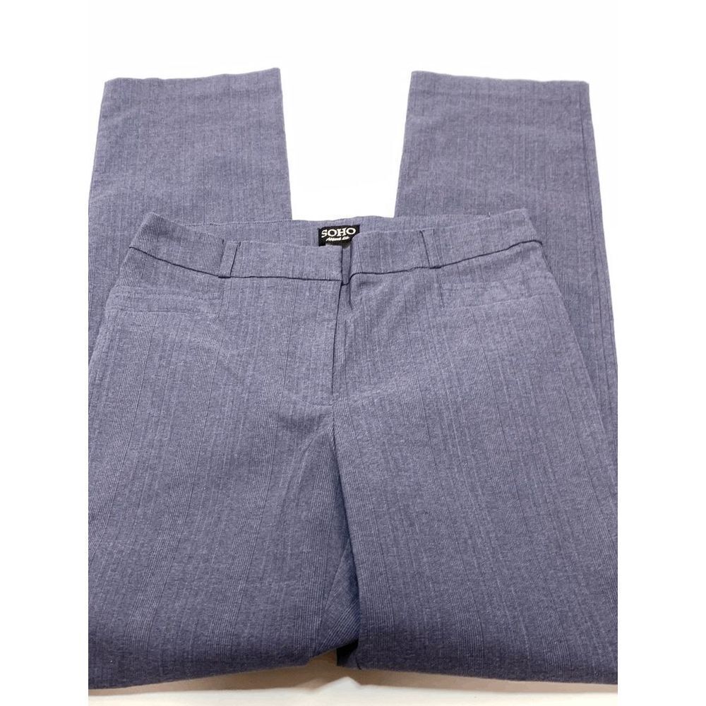 SOHO Flat Front Light Gray Stripe Trouser Size 10
